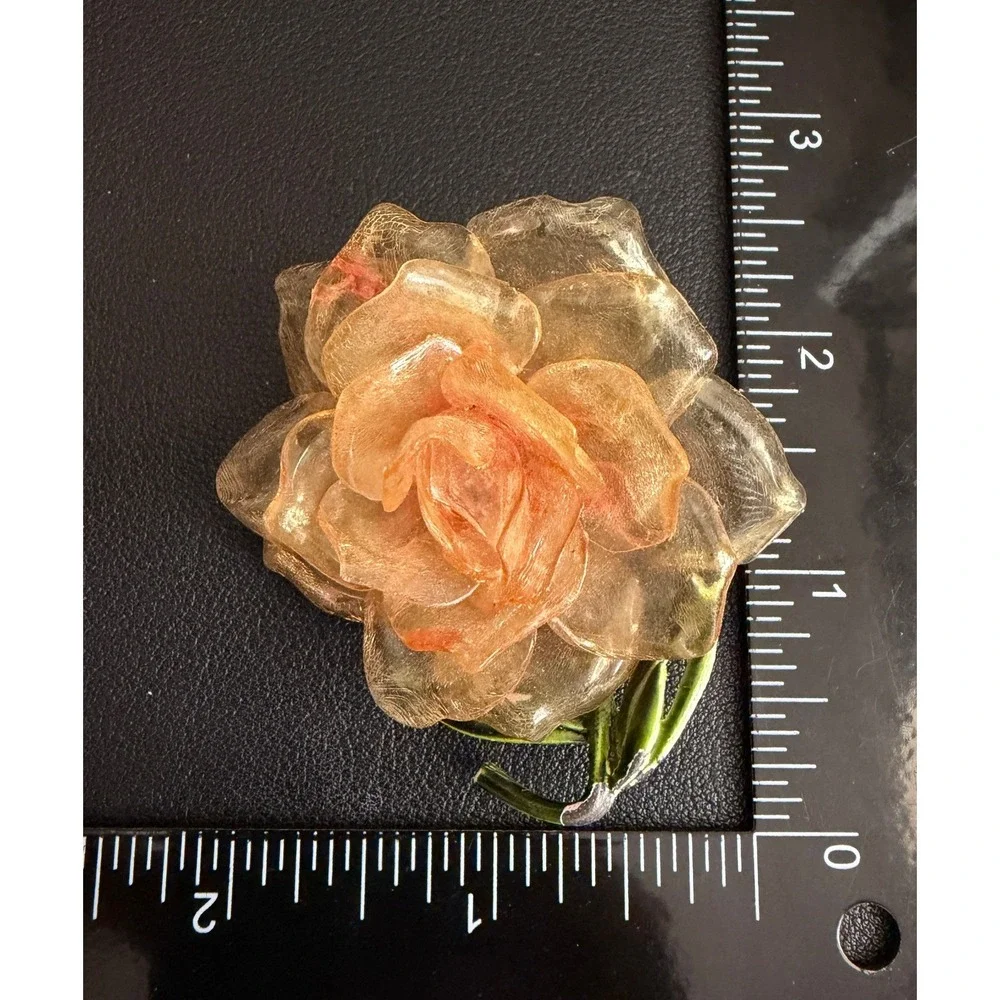 Vintage Lucite Enamel Flower Brooch Mod Pop Art READ